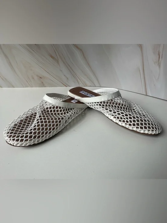ALAÏA White Fishnet Mesh Slides | Iconic Net Mules Made in Italy Size 37 - Picture 4 of 11